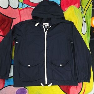 🥧2 for$30Men's Navy Hooded Jacket with White Accents